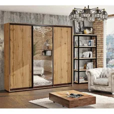 Wardrobe 2.6 m "chipboard" three-door with mirror